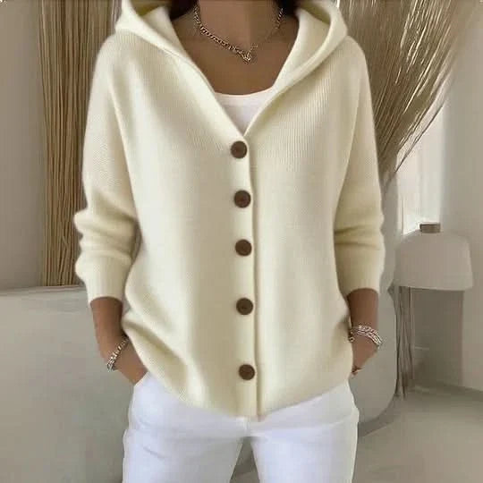Women's Hooded Button-Front Knit Cardigan