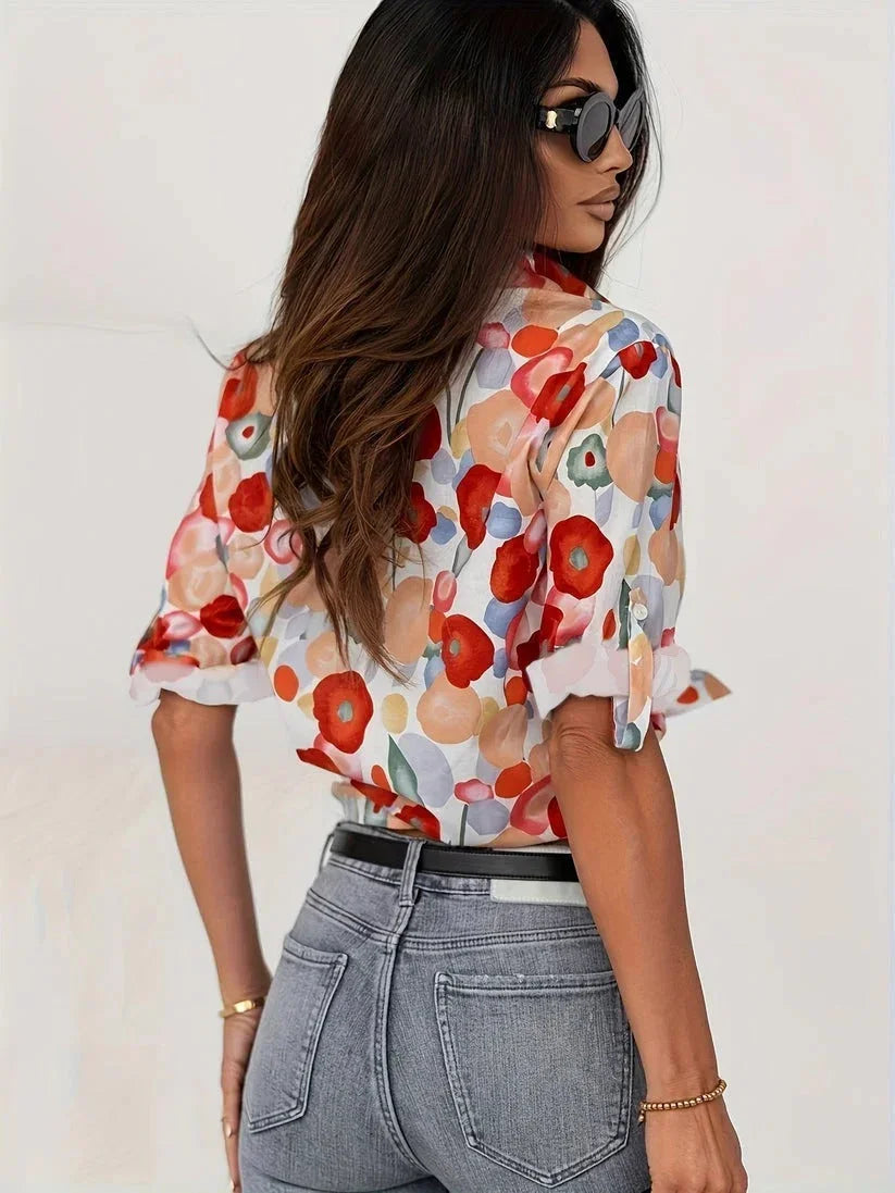 Women’s Floral Print Button Up Long Sleeve Blouse