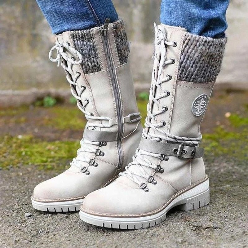 Stylish Women's Winter Boots with Comfortable Knitted Cuff