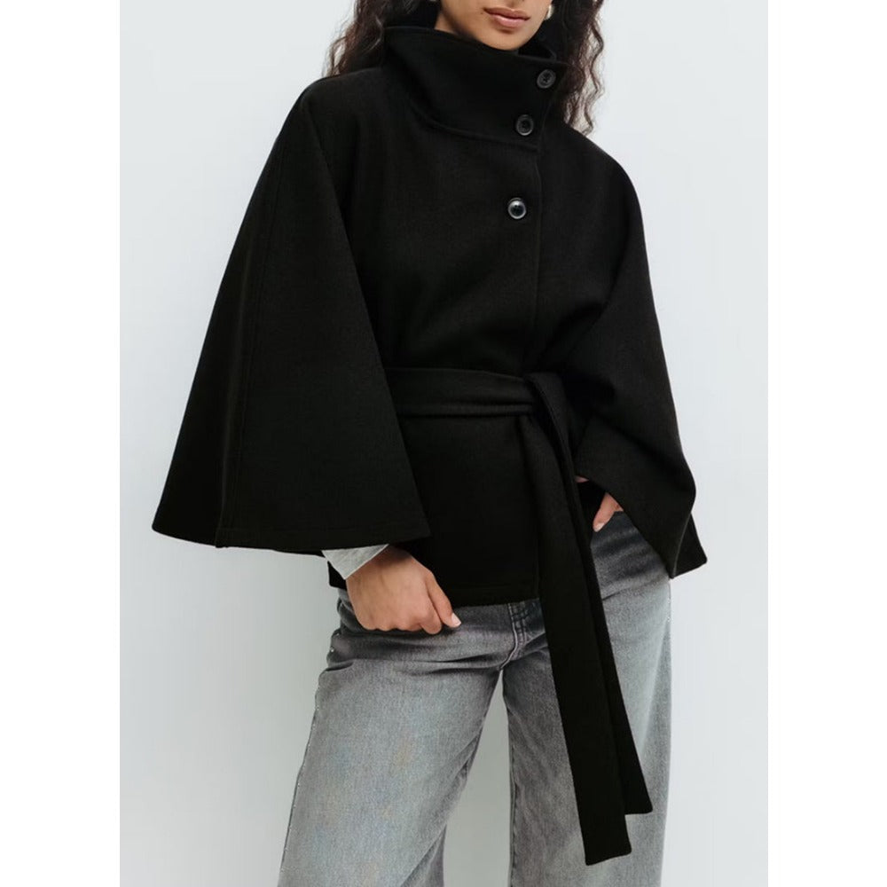 Women's High Collar Cape Winter Coat