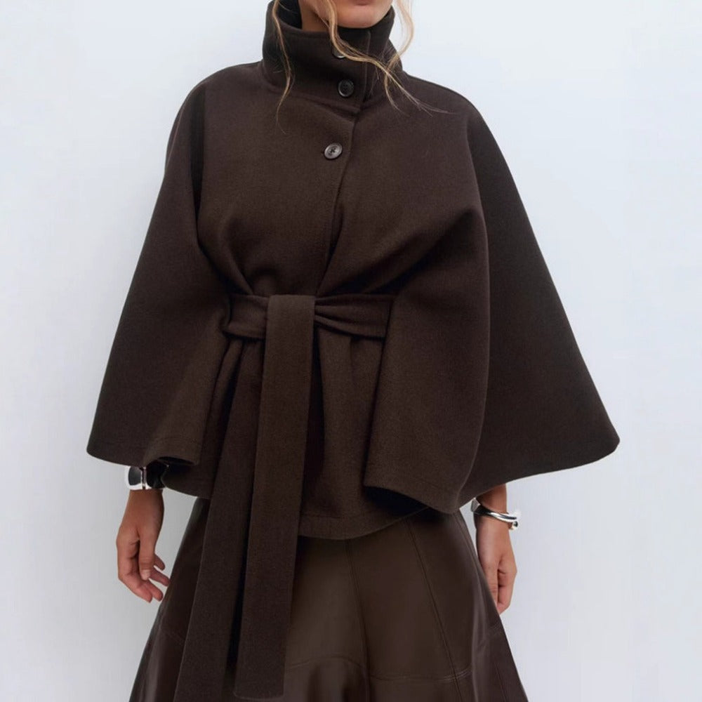 Women's High Collar Cape Winter Coat