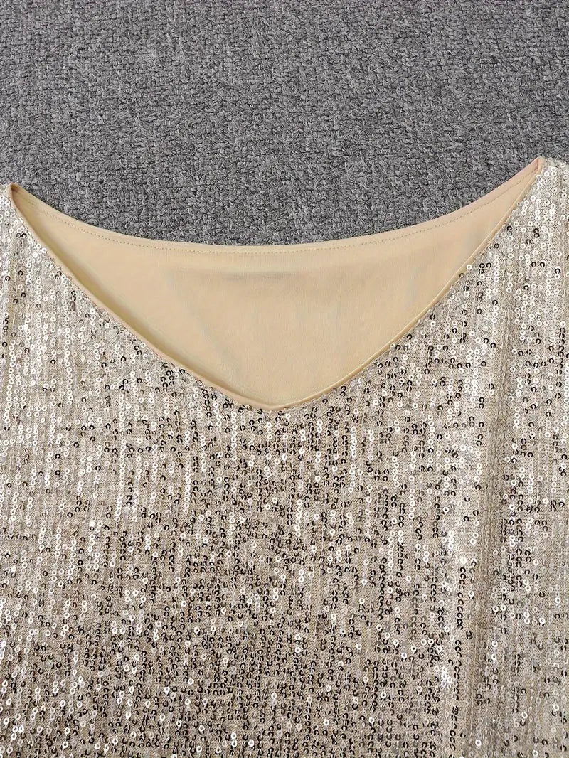 Women’s Sequin Mini Dress with Off-Shoulder Neckline