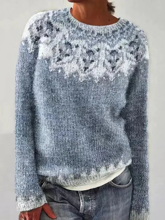Women's Colorful Nordic Fair Isle Boat Neck Knit Sweater