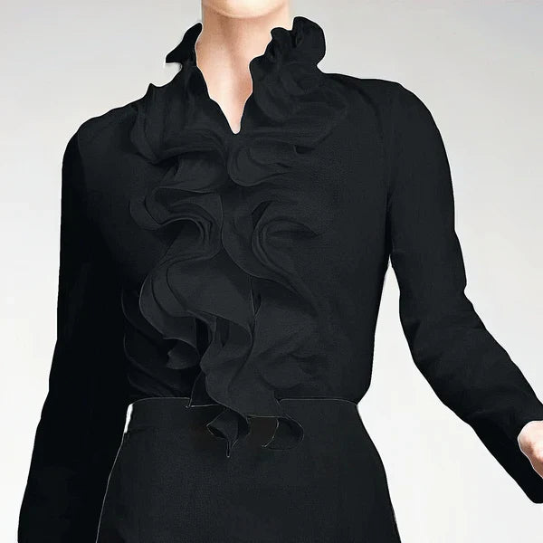 Women's Long Sleeves Ruffle Collar Blouse