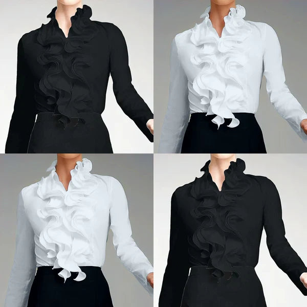 Women's Long Sleeves Ruffle Collar Blouse