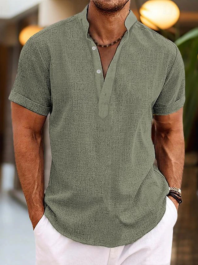 Men's Summer Henley Short Sleeve Shirt
