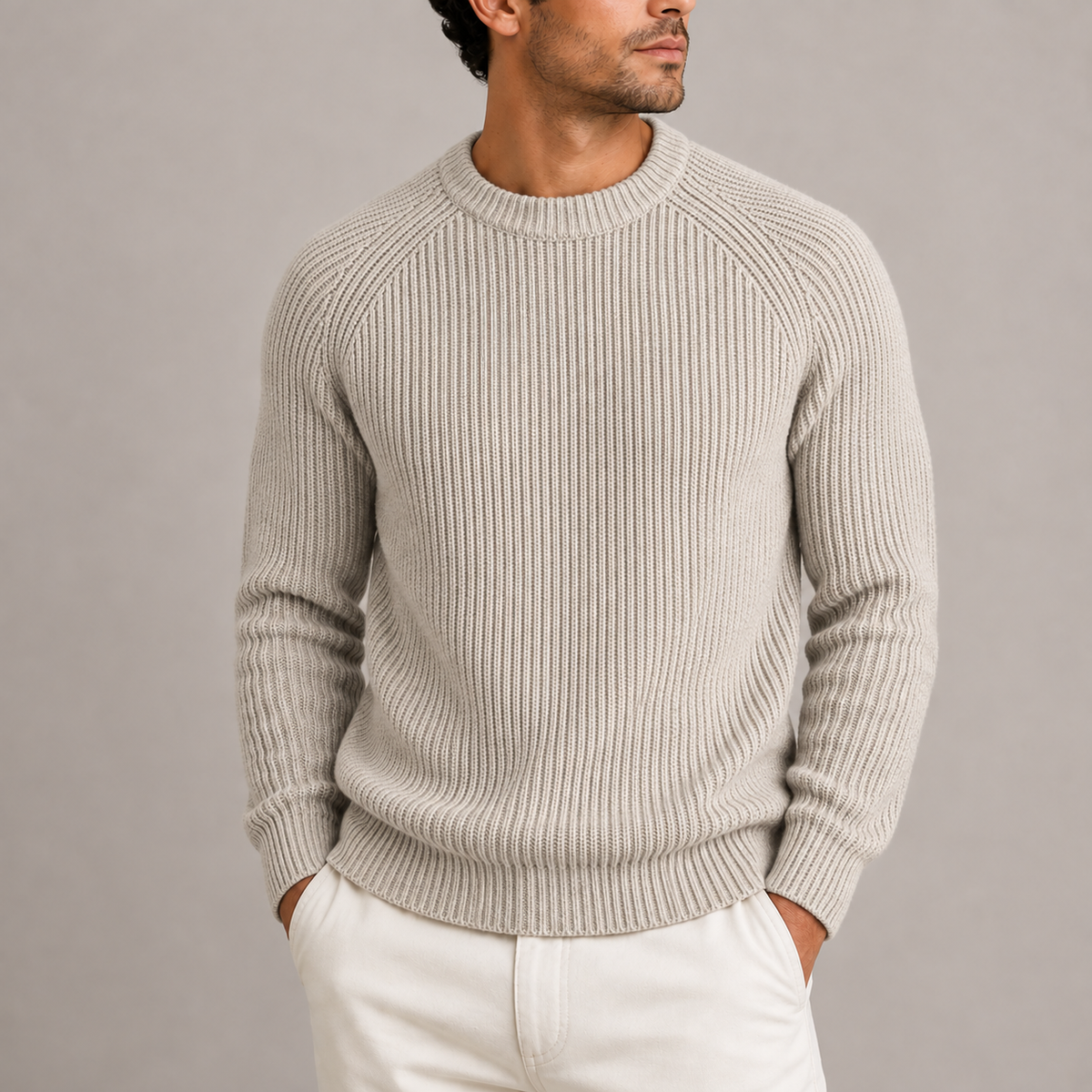 Men’s Classic Ribbed Knit Crew Neck Sweater