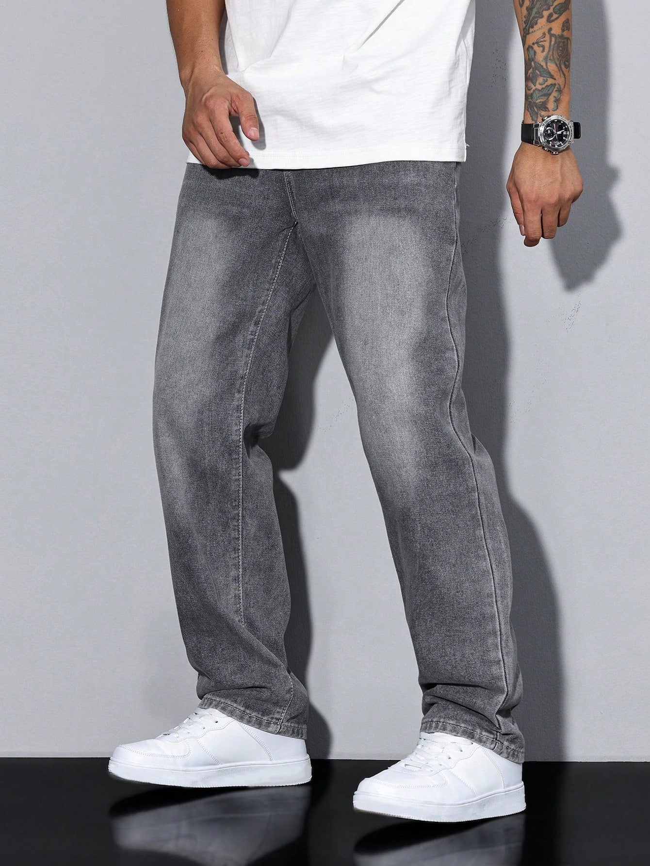 Men's Casual Jeans Solid Color Straight Fit