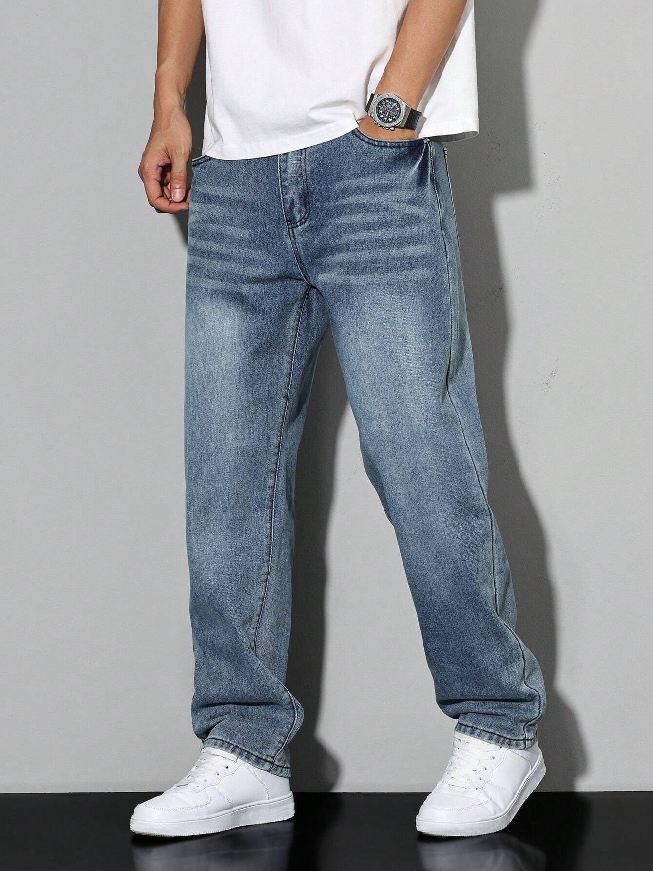 Men's Casual Jeans Solid Color Straight Fit