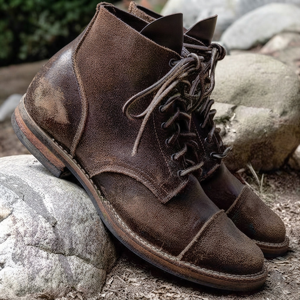 Men’s Vintage Leather Lace-Up Ankle Boots