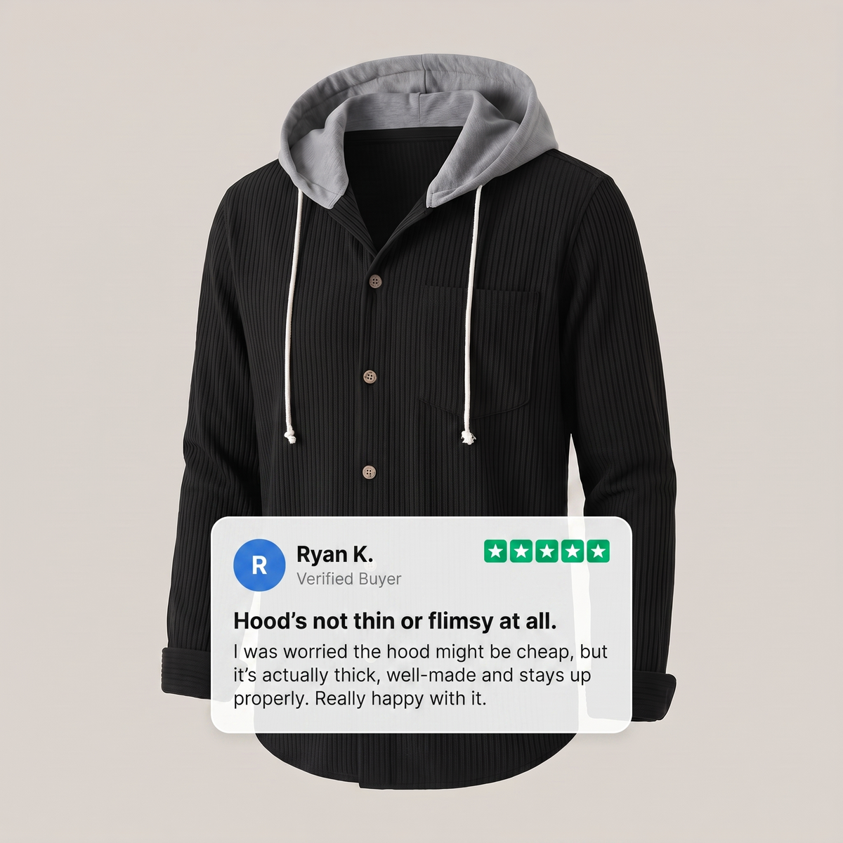 Men's Casual Button-Up Hooded Corduroy Jacket