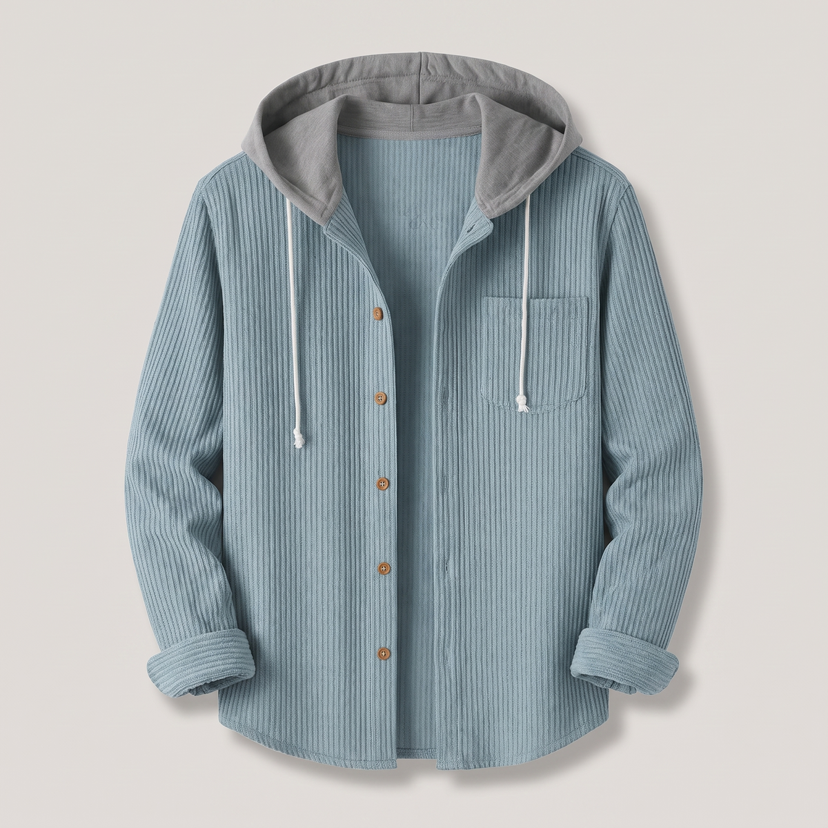 Men's Casual Button-Up Hooded Corduroy Jacket