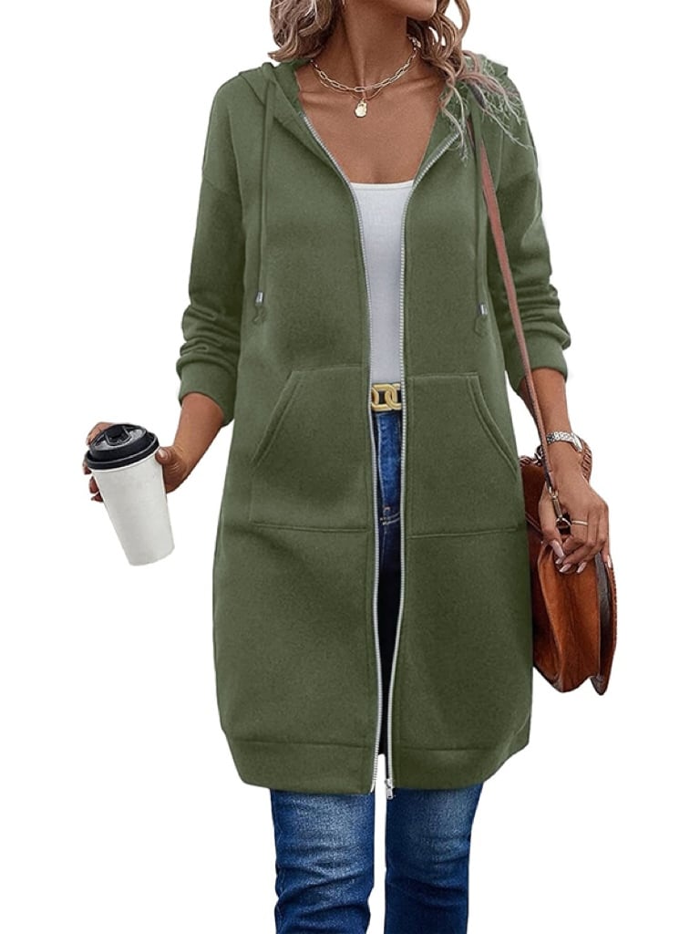 Women's Knee Length Long Zip Hoodie