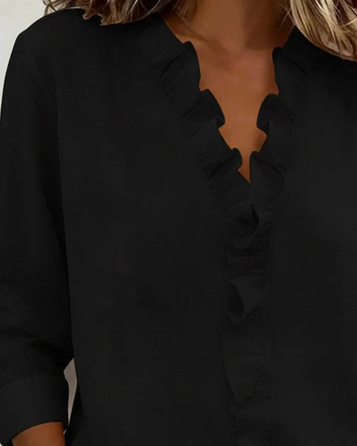 Women's Lightweight V-Neck Blouse with Ruffles