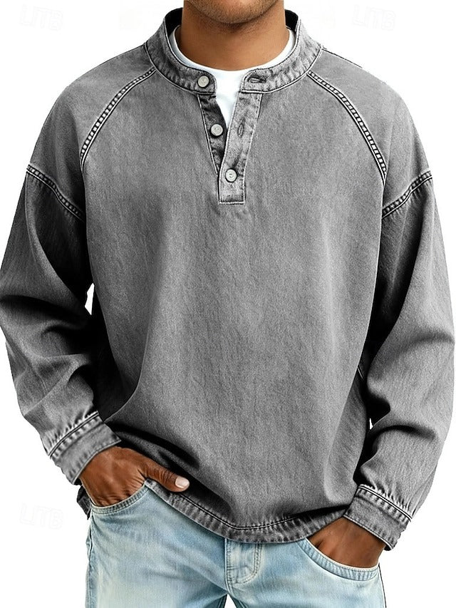 Men’s Relaxed Everyday Fit Henley Sweatshirt