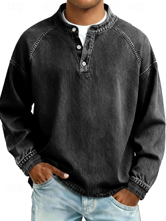 Men’s Relaxed Everyday Fit Henley Sweatshirt