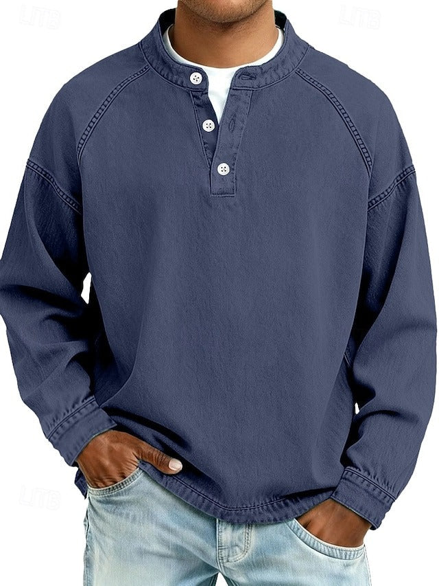 Men’s Relaxed Everyday Fit Henley Sweatshirt