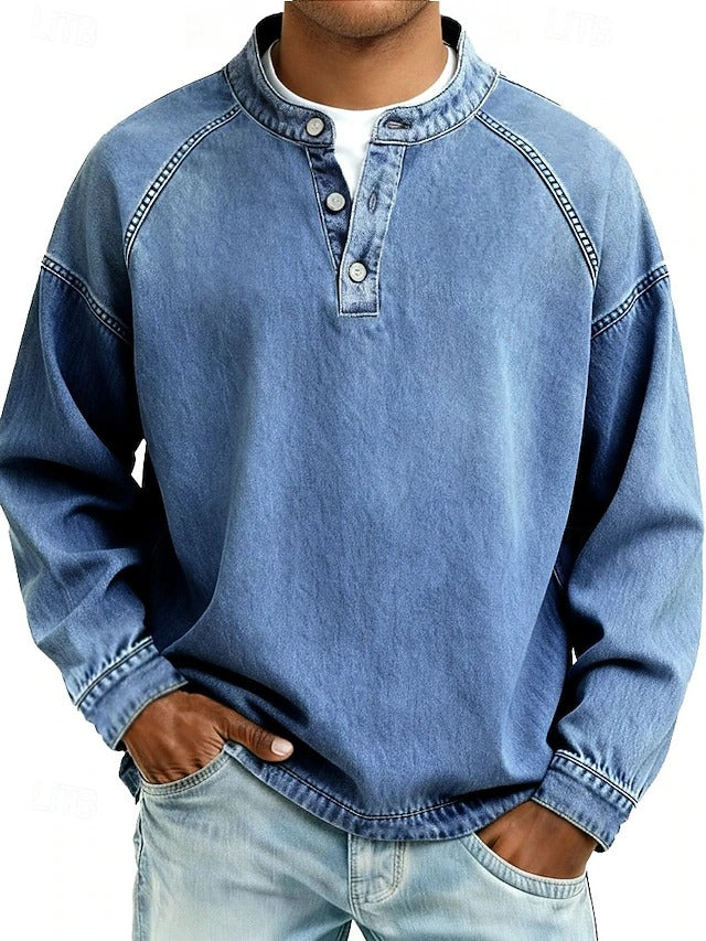 Men’s Relaxed Everyday Fit Henley Sweatshirt