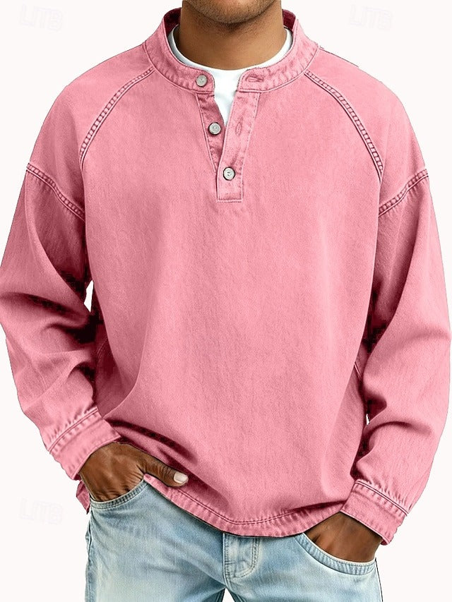 Men’s Relaxed Everyday Fit Henley Sweatshirt