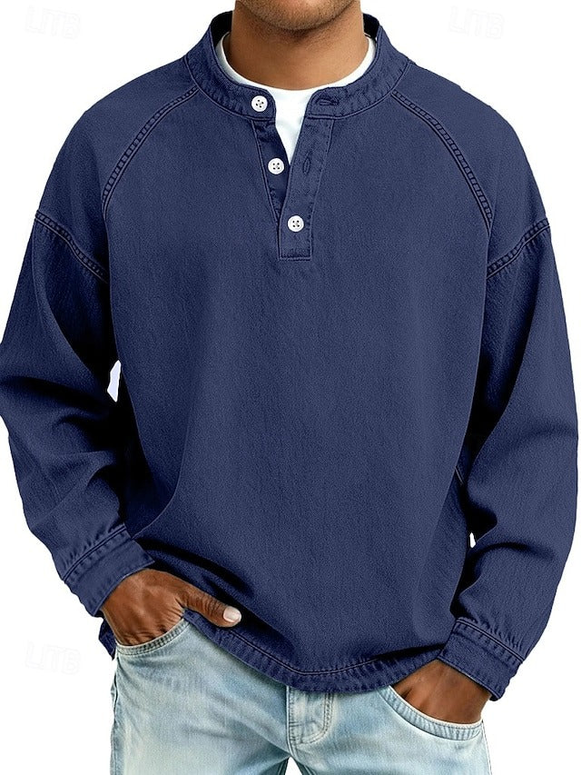 Men’s Relaxed Everyday Fit Henley Sweatshirt