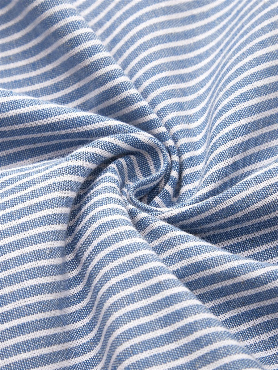 Striped Button A-Line Summer Midi Dress for Women