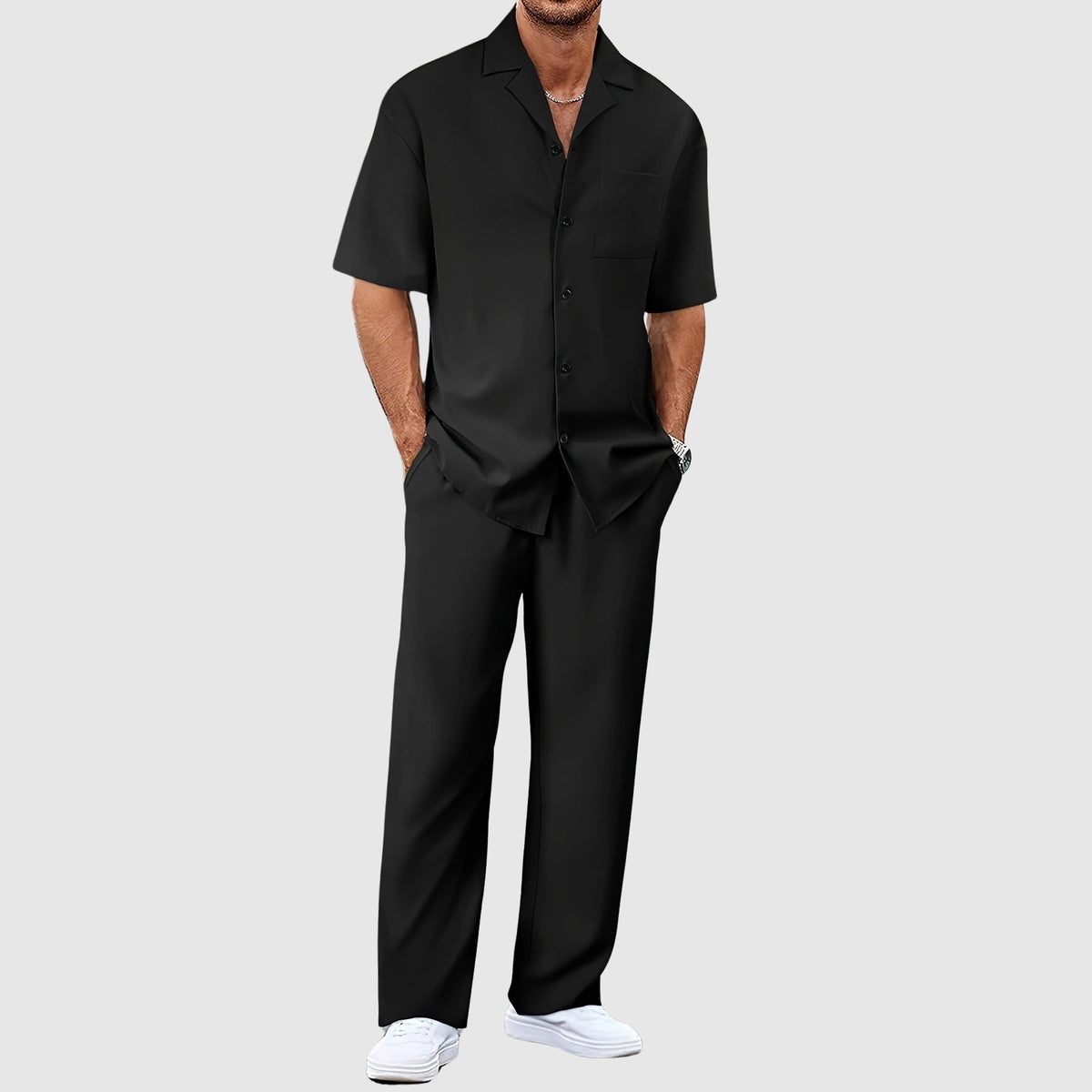 Men's 2-Piece Casual Shirt and Trousers Set
