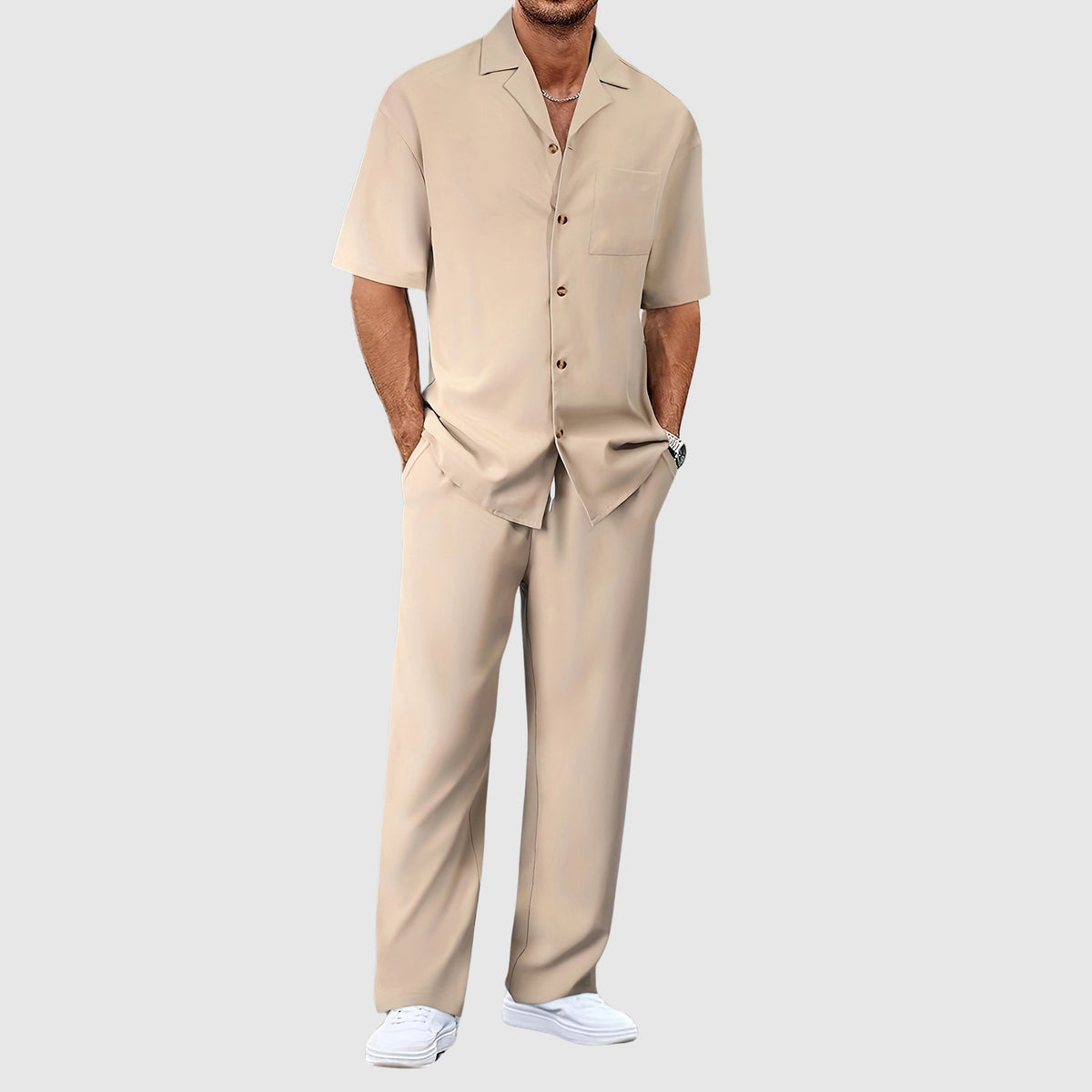 Men's 2-Piece Casual Shirt and Trousers Set