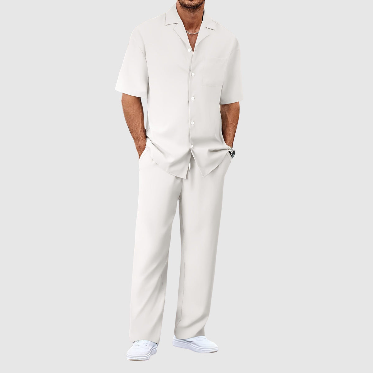 Men's 2-Piece Casual Shirt and Trousers Set