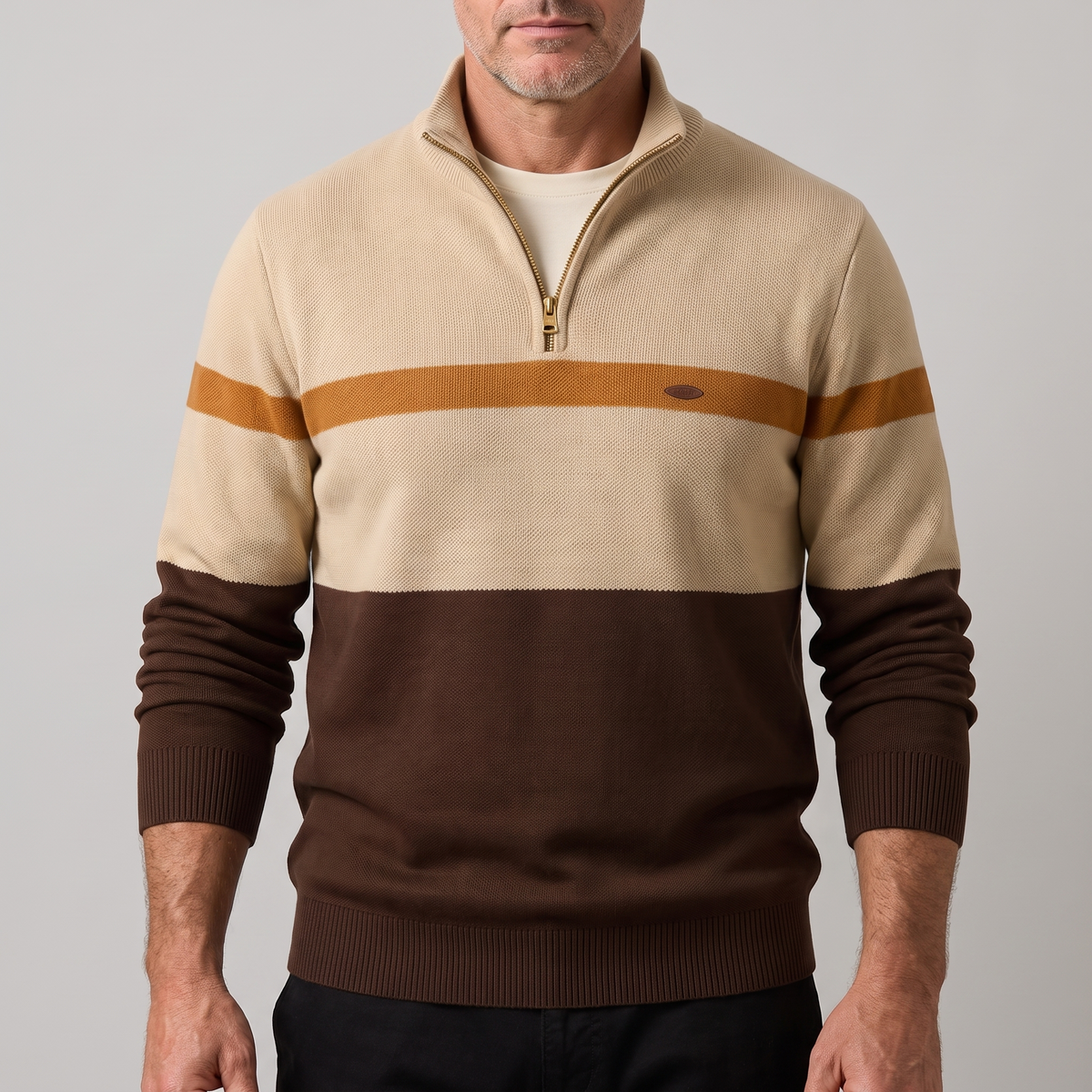Men's Heritage Quarter-Zip Striped Knit Sweater
