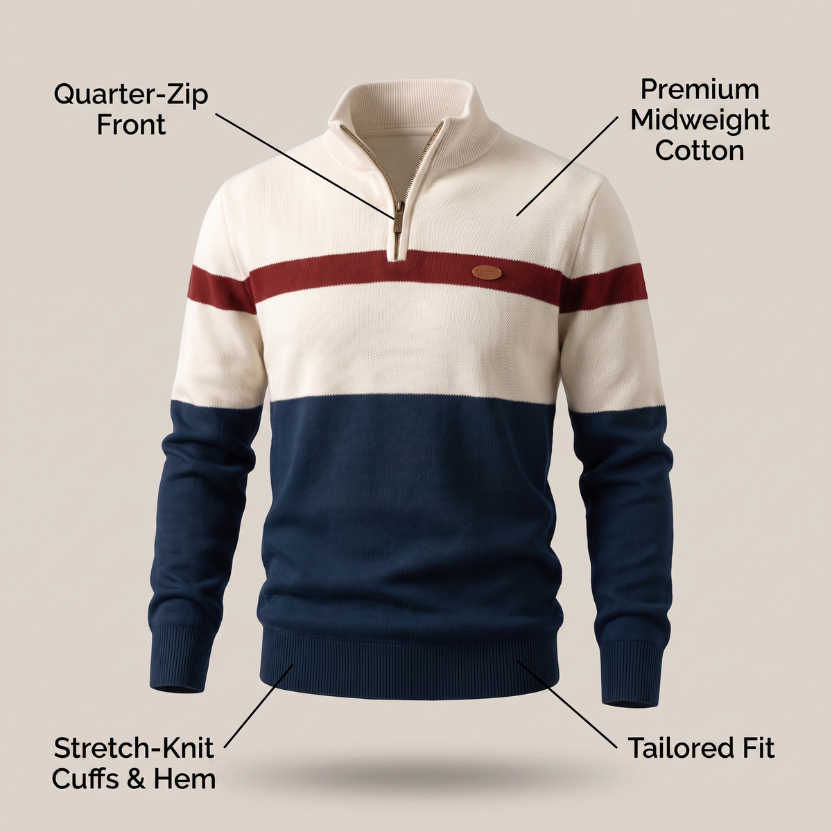 Men's Heritage Quarter-Zip Striped Knit Sweater