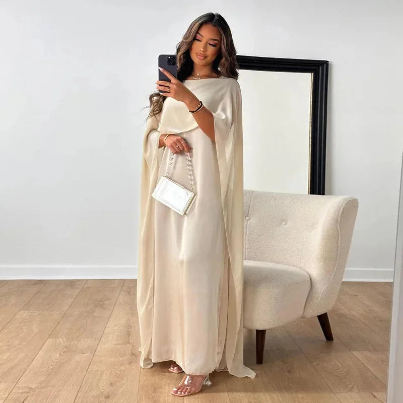 Women's Flowing Cape-Sleeve Column Dress