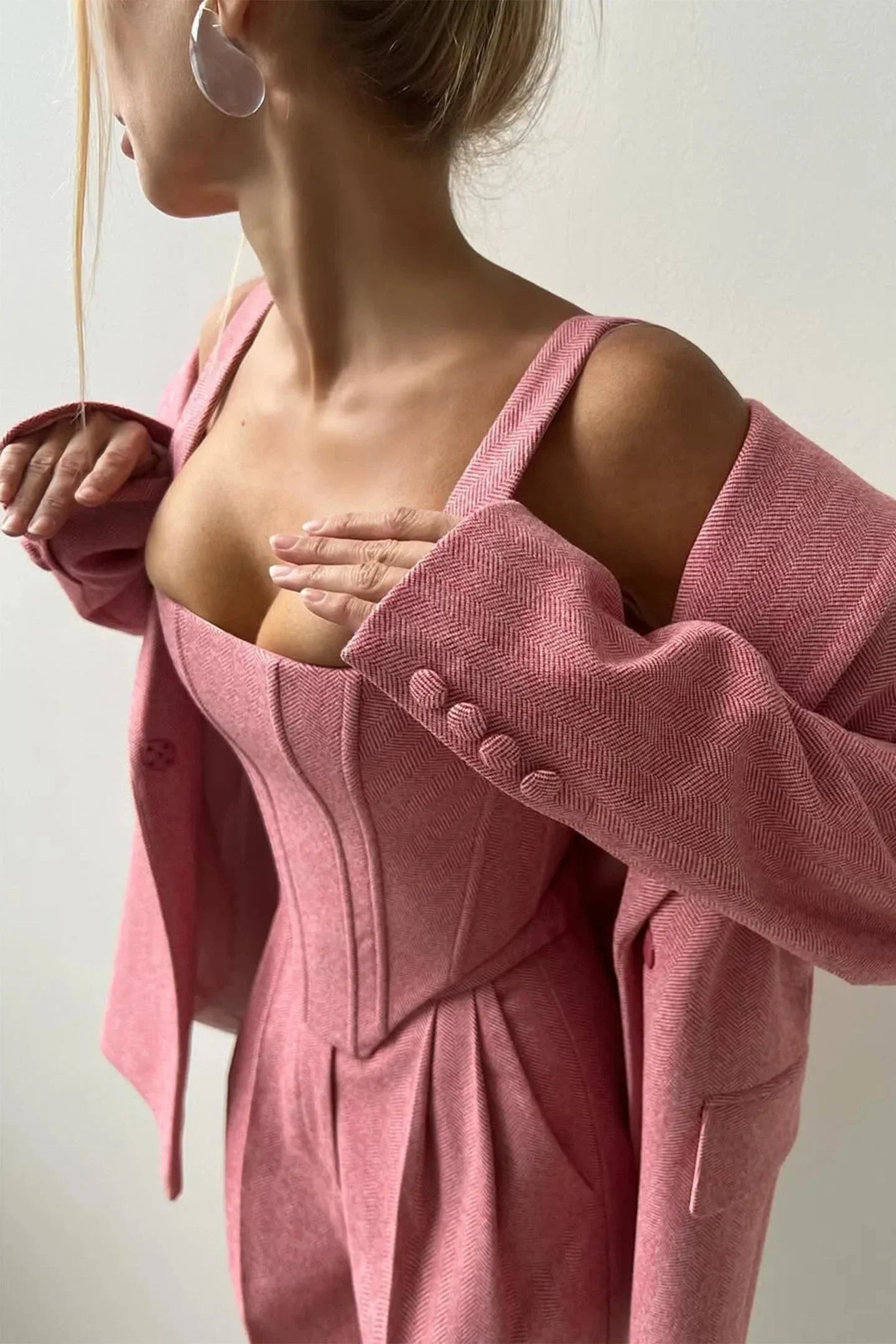 Women’s Elegant Blazer and Jumpsuit Set Formal Outfit