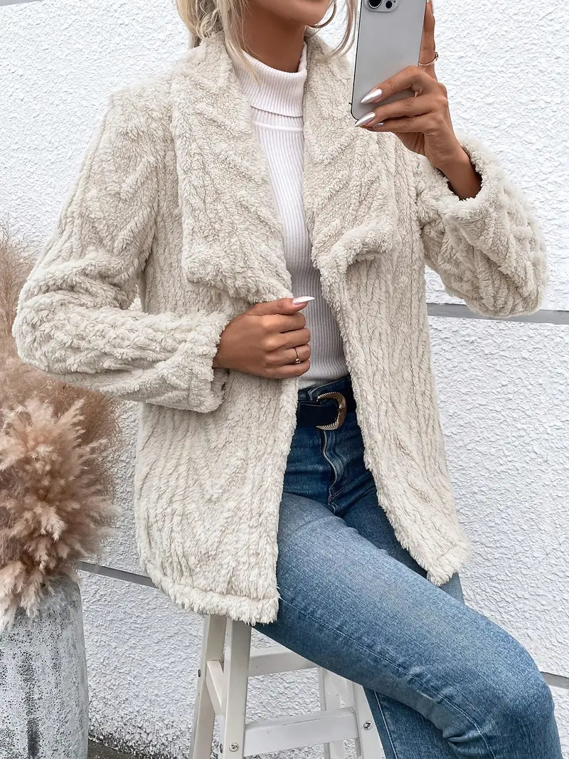 Comfortable Stylish White Fleece Jacket for Women