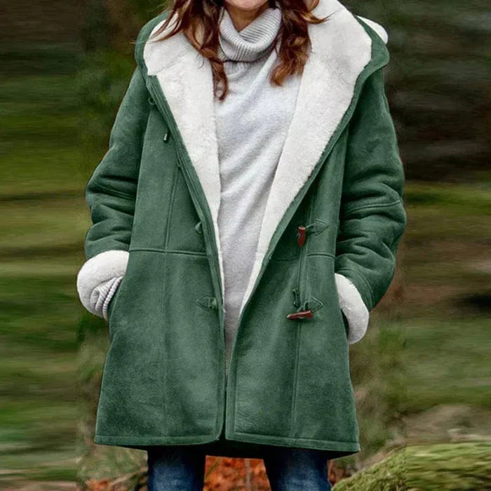 Warm Women's Fleece Jacket with Hood for Winter