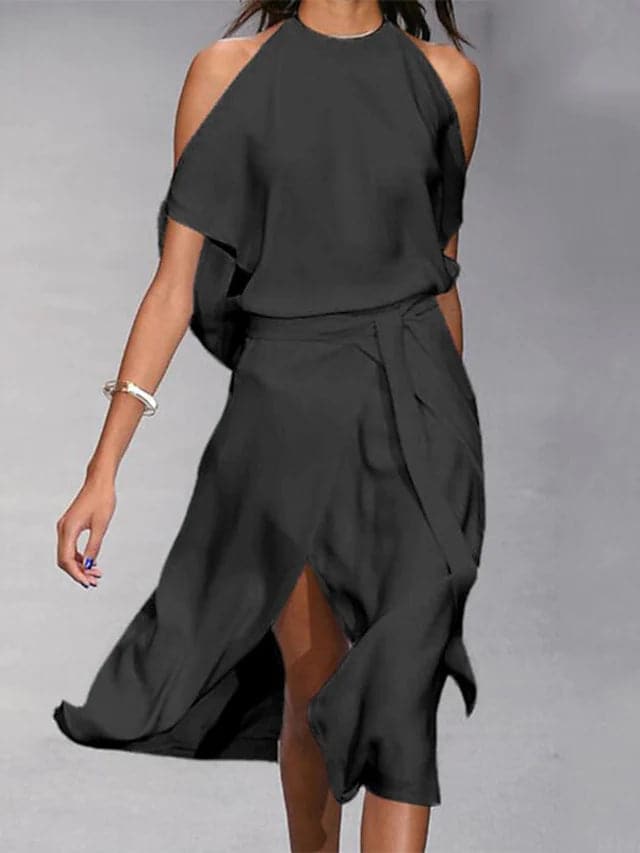Women's Sleeveless Asymmetrical Hem Midi Dress