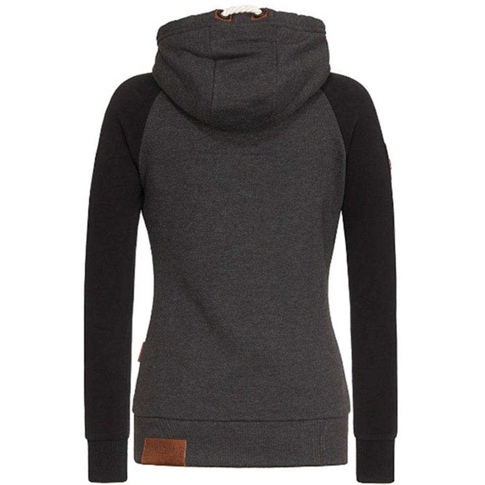Long Sleeves Stylish Knitted Women's Hoodie with Zipper