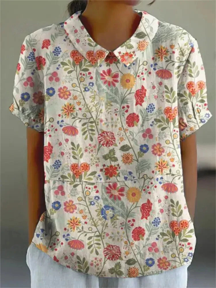 Women’s Relaxed Fit Floral Print Short Sleeve Blouse
