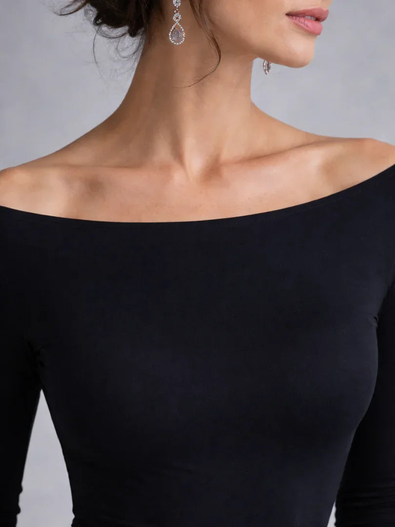 Women's Off-Shoulder Maxi Dress with Flared Skirt