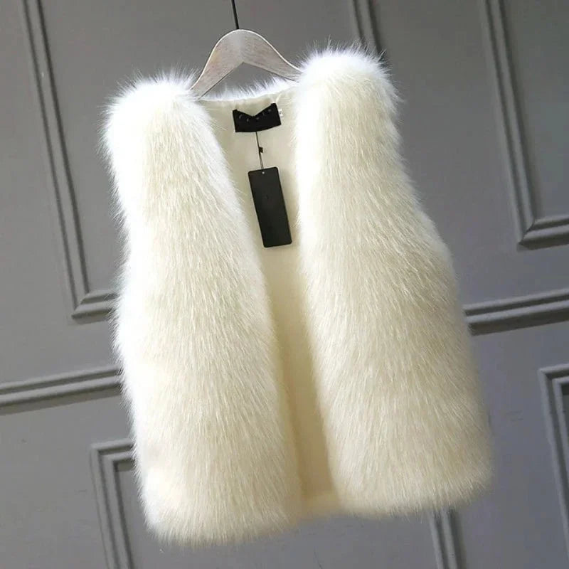 Women’s Sleeveless Open Front Faux Fur Vest