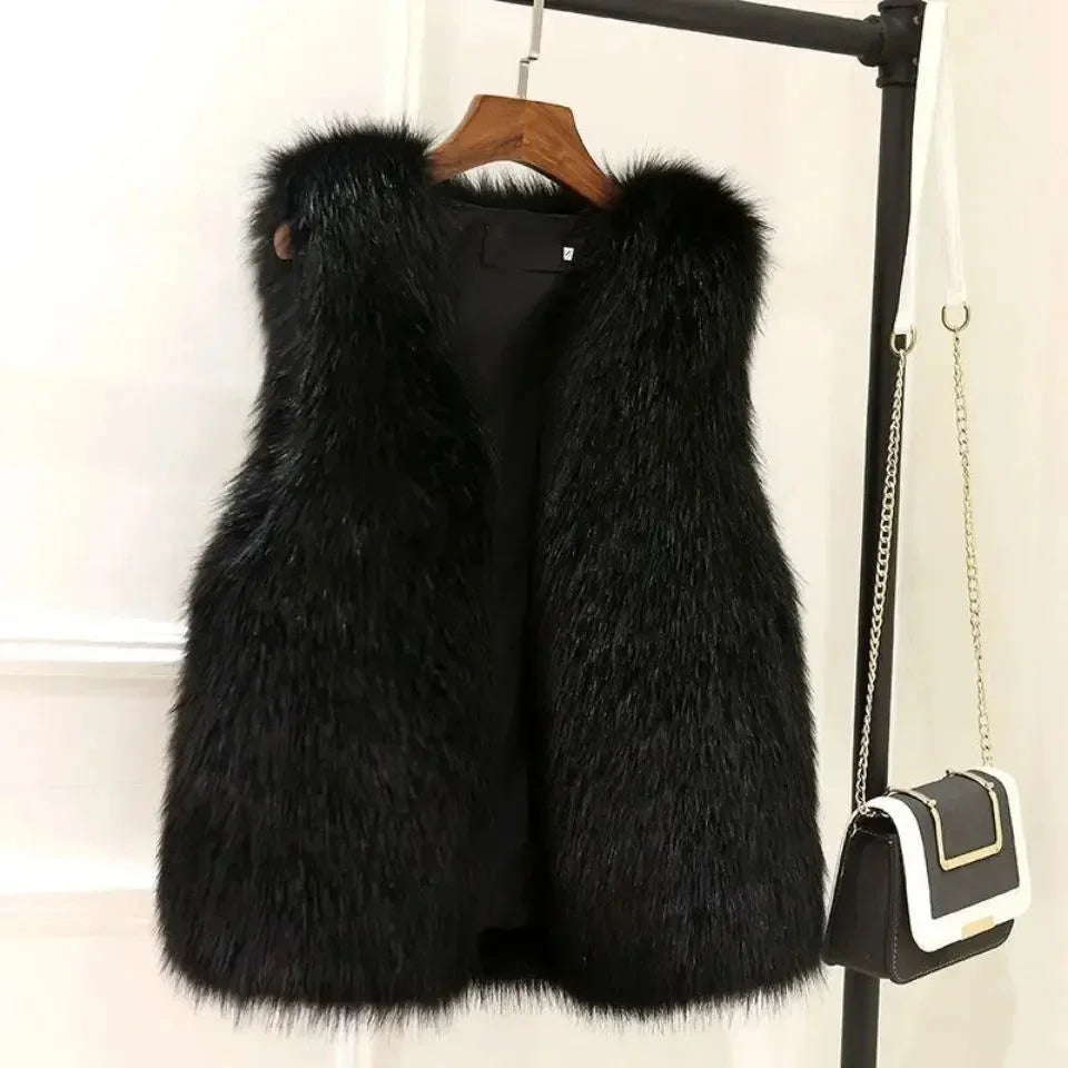 Women’s Sleeveless Open Front Faux Fur Vest