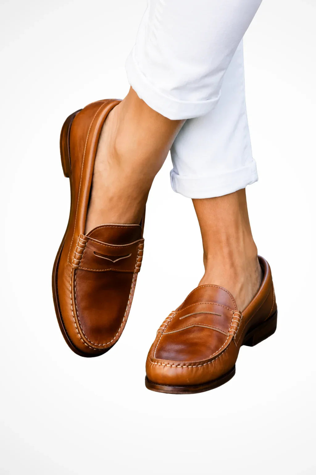 Women's Leather Penny Loafer Slip-On Shoes