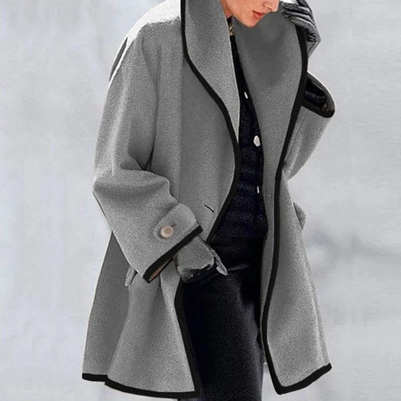 Women’s Open-Front Trench Coat with Contrast Trim
