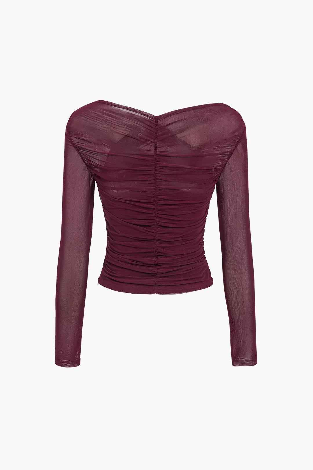 Women’s Sheer Mesh Ruched Crop Top