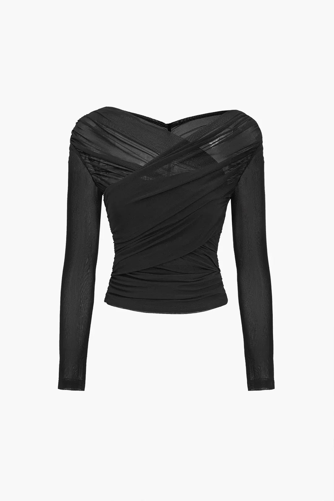 Women’s Sheer Mesh Ruched Crop Top