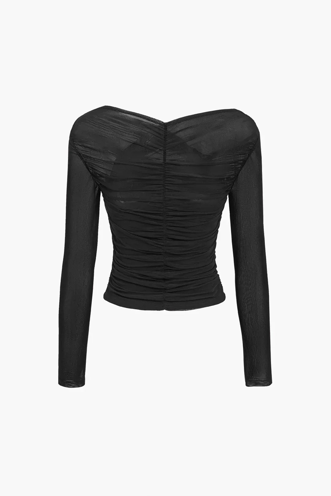Women’s Sheer Mesh Ruched Crop Top