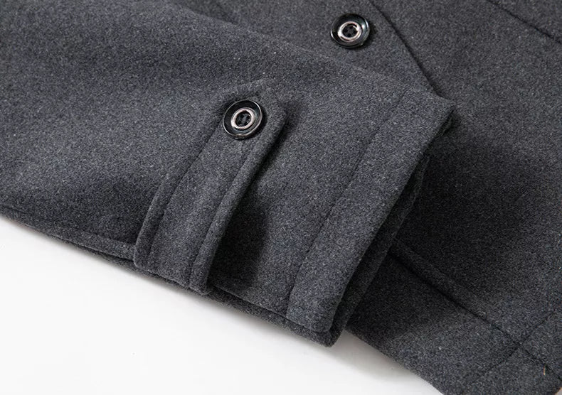 Men’s Long Wool-Blend Double-Breasted Winter Coat