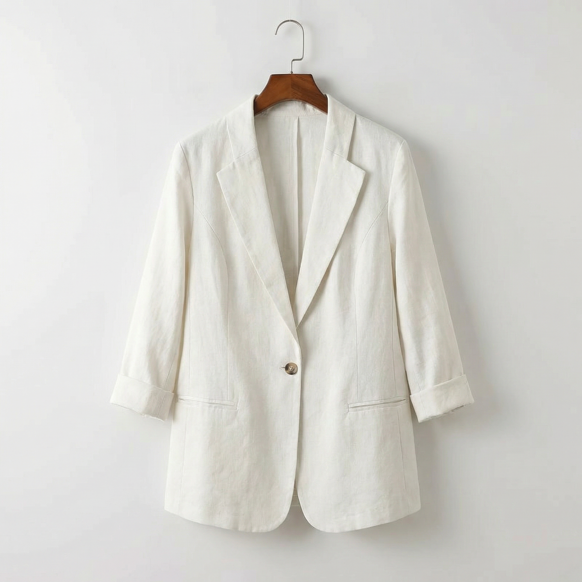Women's Single-Breasted Linen Blend Blazer