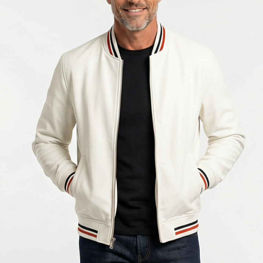 Women's Vintage Stripe Ribbed Bomber Jacket