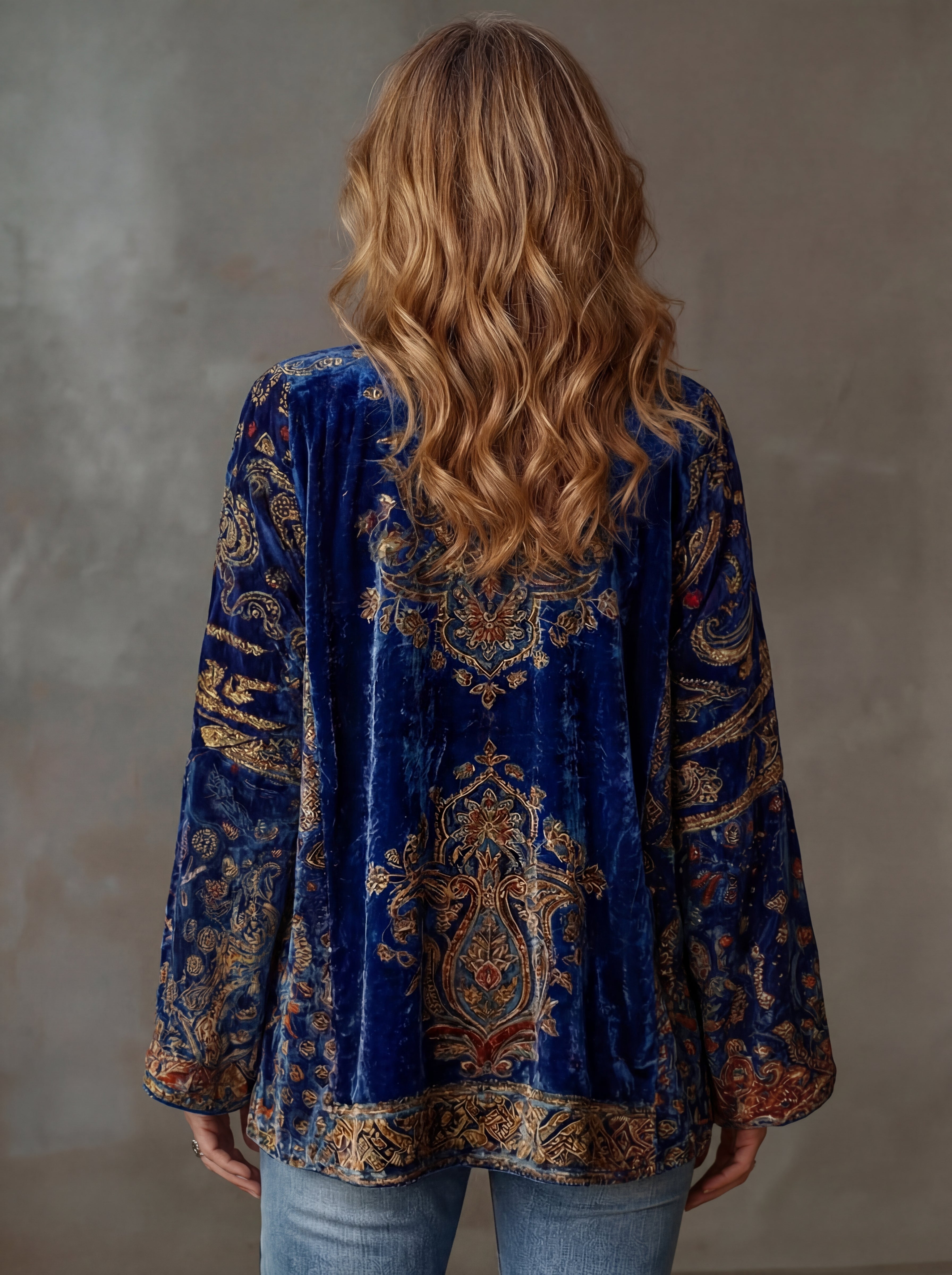 Women's Bohemian Kimono Cardigan with Artistic Motifs