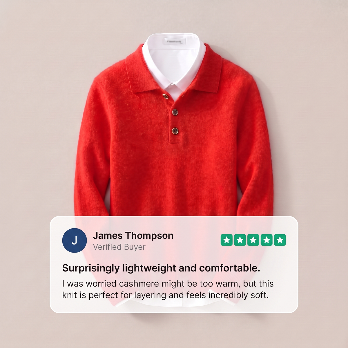 Men's Soft Knit Polo Sweater with Ribbed Cuffs